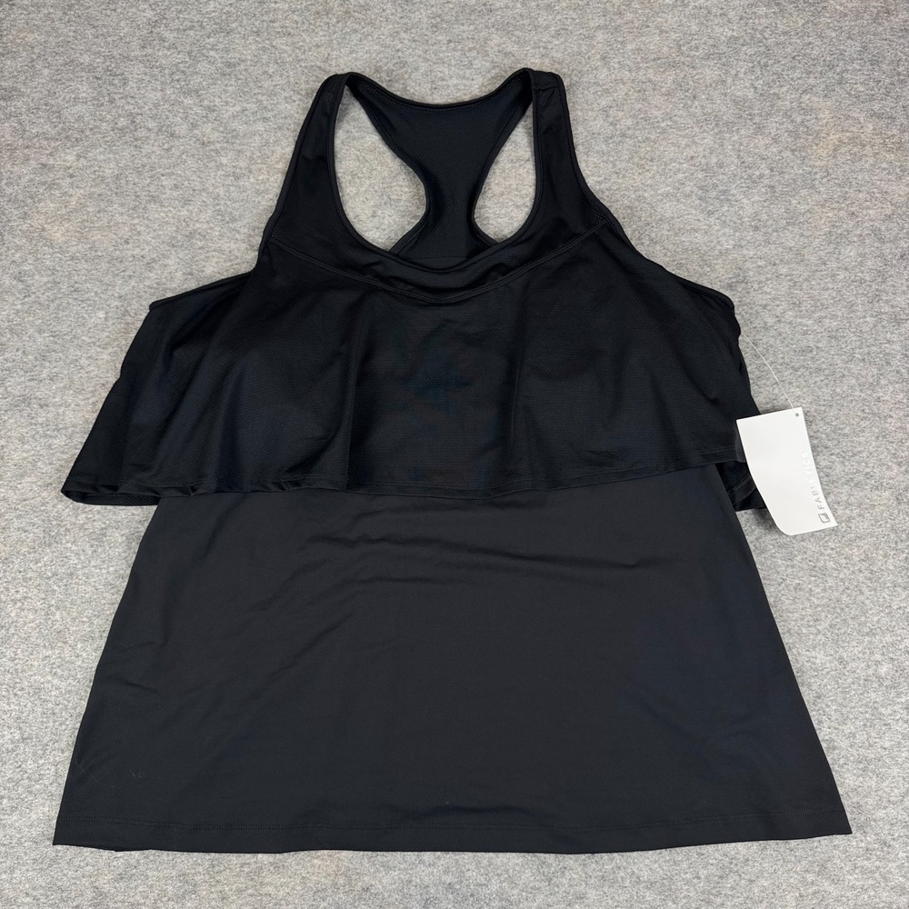 Fabletics Ashlynn Tank Top Double Up Built In Bra With Pads Black Womens 3X